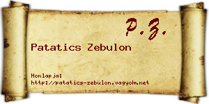 Patatics Zebulon névjegykártya
